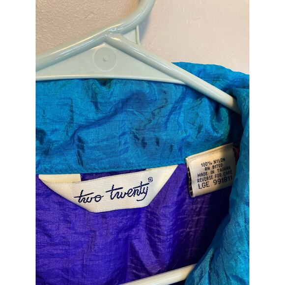 Vintage 80's Two Twenty Floral Embroidered Bright 80's Nylon Windbreaker Large - Picture 2 of 8
